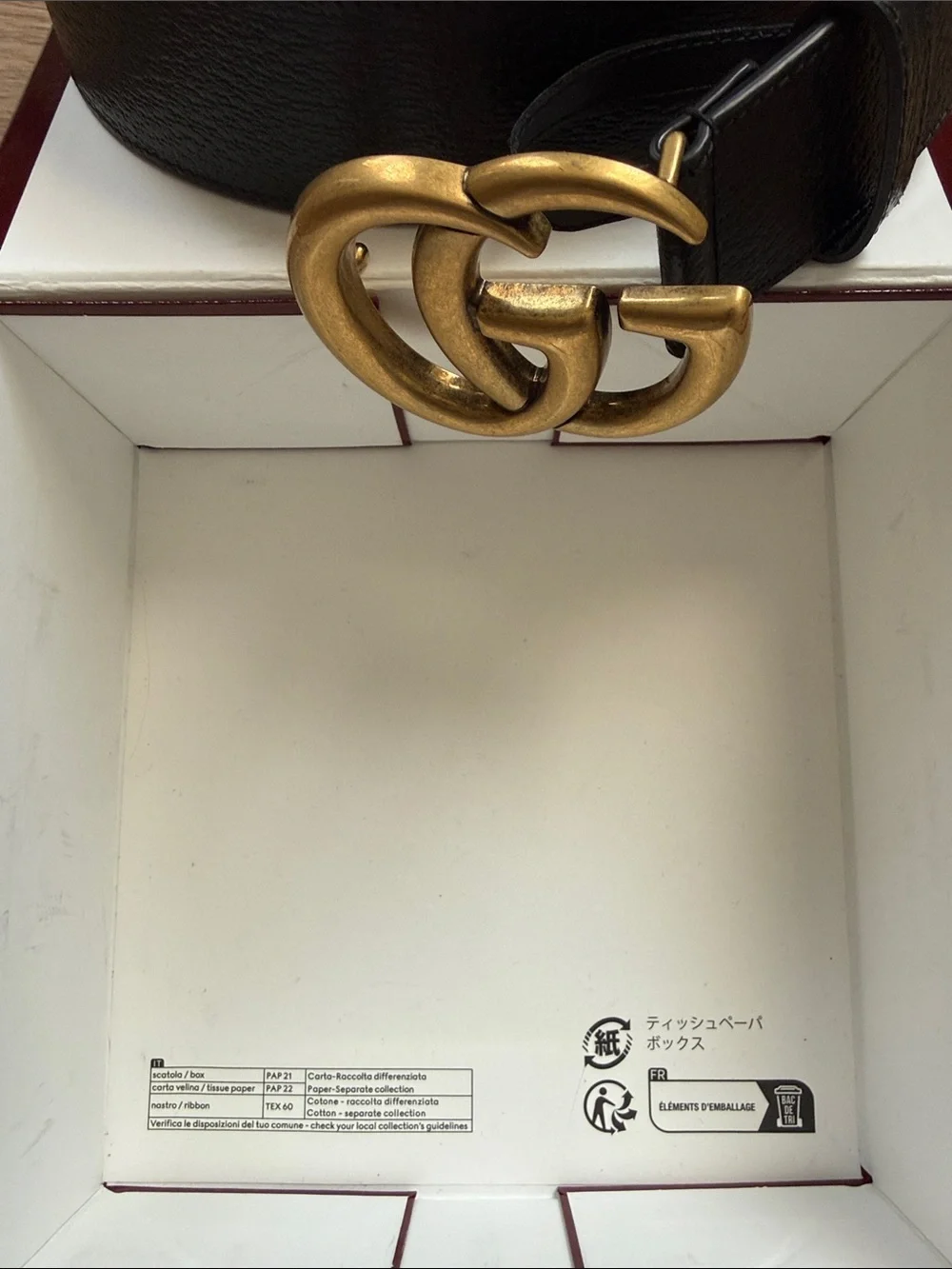 Gucci Black Leather Belt with Antique Gold Double G Buckle